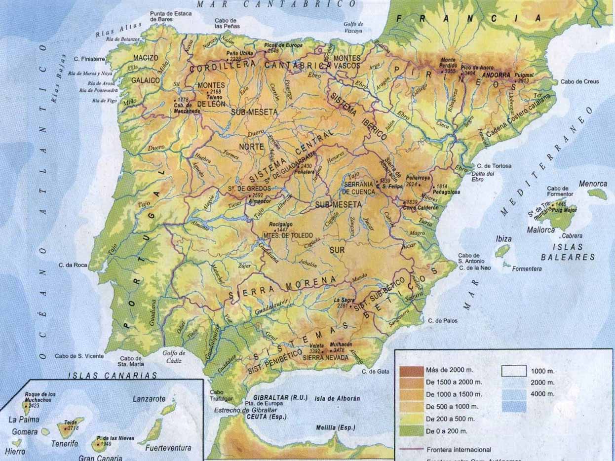 Resultado de imagen de mapa rios montañas españa